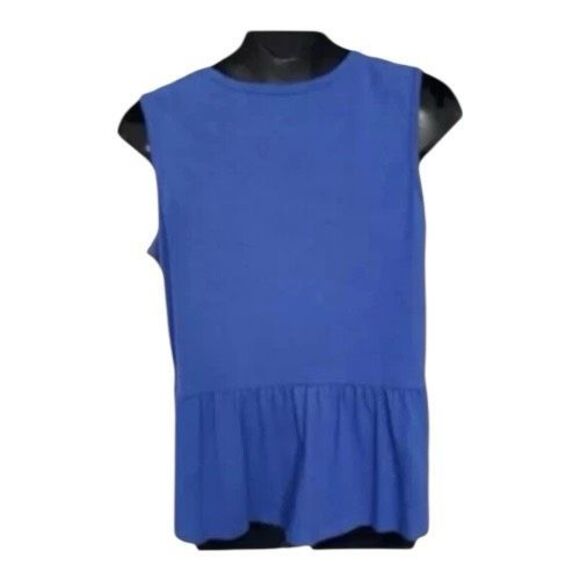 Lane Bryant Blue Tank Top Plus Size 18-20 Sleeveless Peplum STAR SPANGLED Cotton - Picture 7 of 9